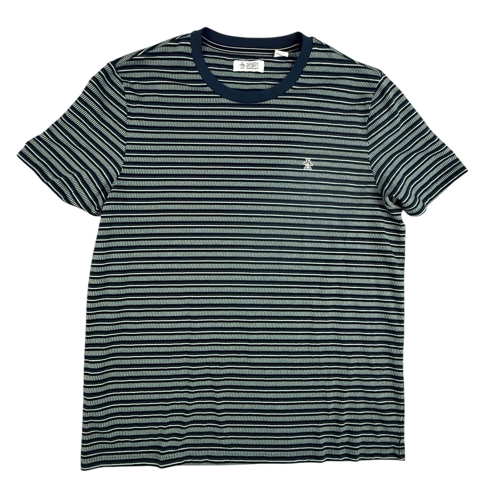Original Penguin Men's XXL Striped‎ Short Sleeve Polo Shirt Blue White Comfort